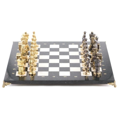 Шахматы подарочные Железнодорожники бронза 40 см мрамор змеевик