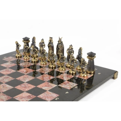 Шахматы Викинги бронза креноид змеевик 400х400 мм