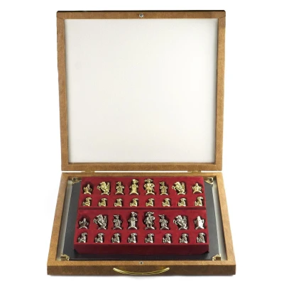 Шахматы "Средневековье" доска 450х450 мм мрамор змеевик металл