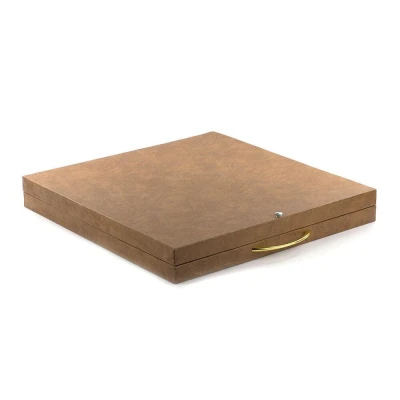 Шахматы "Средневековье" доска 450х450 мм мрамор змеевик металл