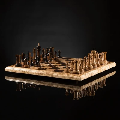 Шахматы "Стаунтон Ретро" из карельской березы