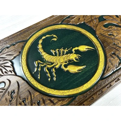 Нарды резные с эпоксидной смолой Скорпион из бука 60 см