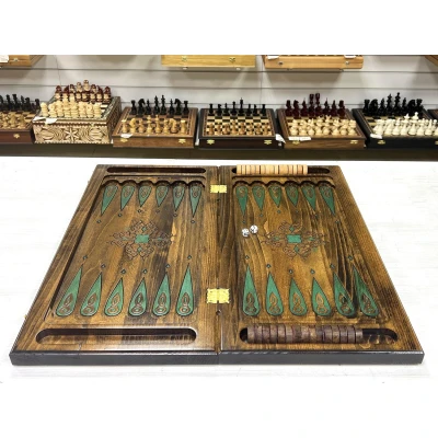 Нарды резные с эпоксидной смолой Скорпион из бука 60 см