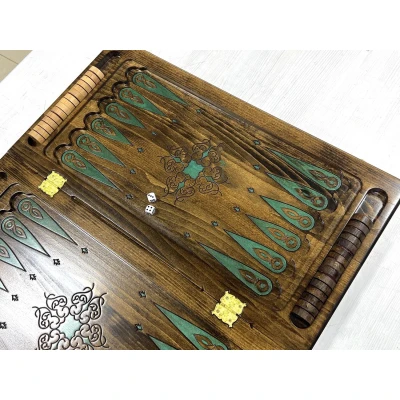 Нарды резные с эпоксидной смолой Скорпион из бука 60 см