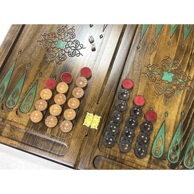 Нарды резные с эпоксидной смолой Скорпион из бука 60 см