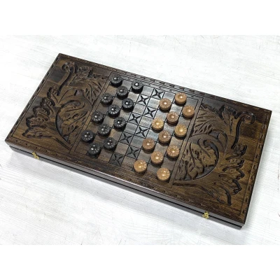 Нарды резные с эпоксидной смолой Скорпион из бука 60 см