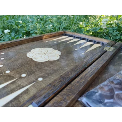 Нарды подарочные из дуба и экокожи 50 на 50 см