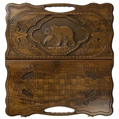 Нарды резные Медведь с ручкой, Haleyan