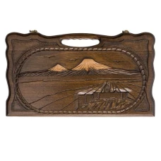 Нарды резные Арарат и Хорвирап с ручкой средние, Haleyan