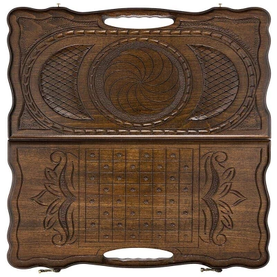 Нарды резные Бесконечность с ручкой малые, Haleyan