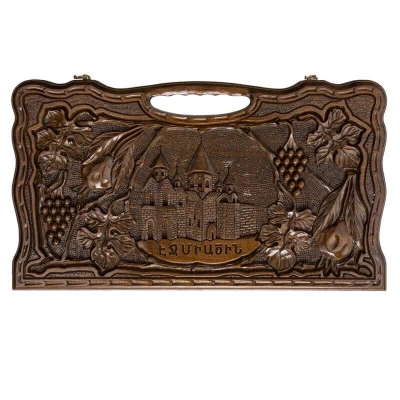 Нарды резные Эчмиадзин с ручкой большие, Haleyan