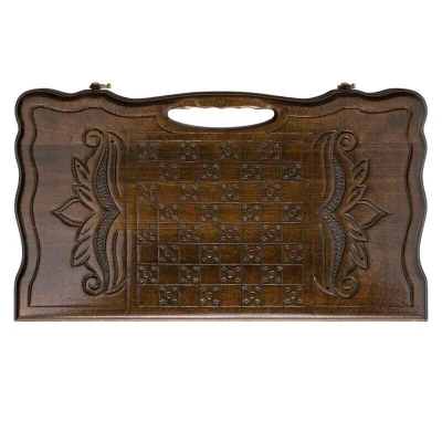 Нарды резные Корона с ручкой малые, Haleyan