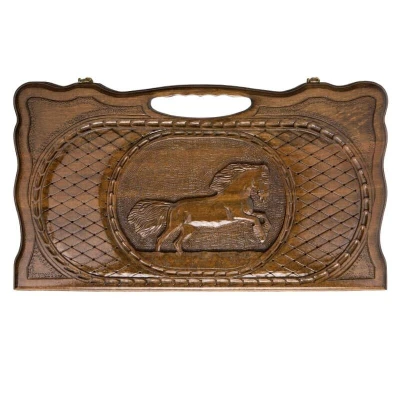 Нарды резные Лошадь с ручкой средние, Haleyan