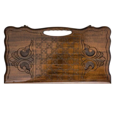 Нарды резные Медведь с ручкой средние, Haleyan