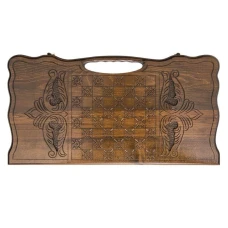 Нарды резные Охота на медведя с ручкой большие, Haleyan