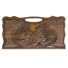 Нарды резные Охота на медведя с ручкой большие, Haleyan