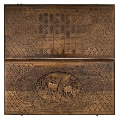 Нарды резные Орел с ручкой малые, Haleyan