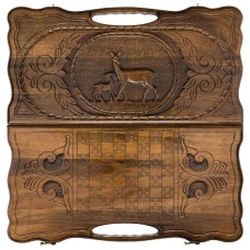 Нарды резные Олень с ручкой средние