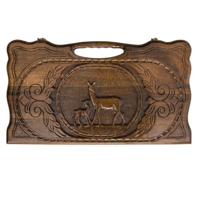 Нарды резные Олень с ручкой средние