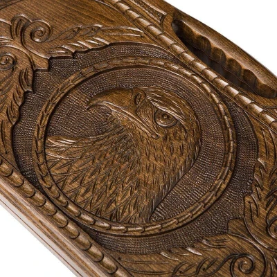 Нарды резные Орел с ручкой средние, Haleyan