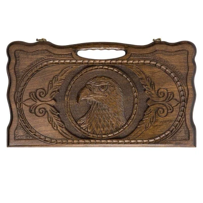 Нарды резные Орел с ручкой средние, Haleyan