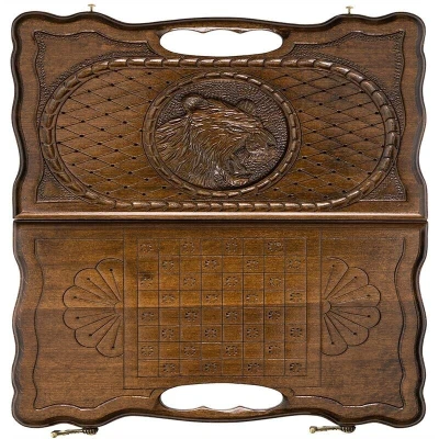 Нарды резные Тигр с ручкой мини, Haleyan