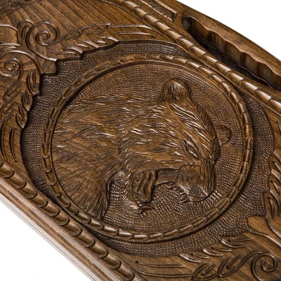 Нарды резные Тигр с ручкой средние, Haleyan