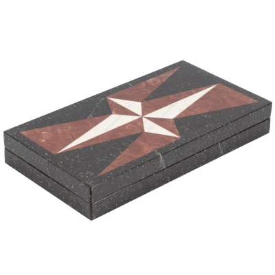 Нарды Звезда змеевик, лемезит, мрамор 500х460х30 мм