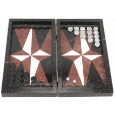 Нарды Звезда змеевик, лемезит, мрамор 500х460х30 мм