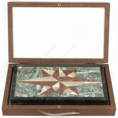 Нарды Звезда змеевик, лемезит, офиокальцит 480х440х25 мм