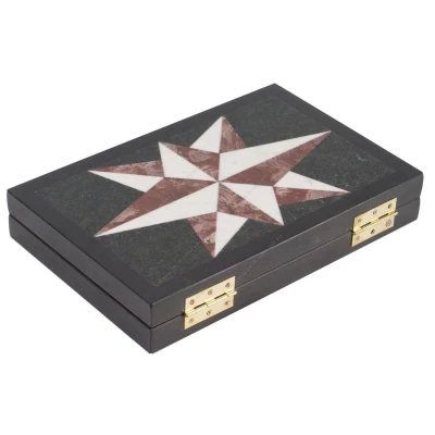 Нарды Роза ветров змеевик, лемезит, мрамор 365х490х30 мм