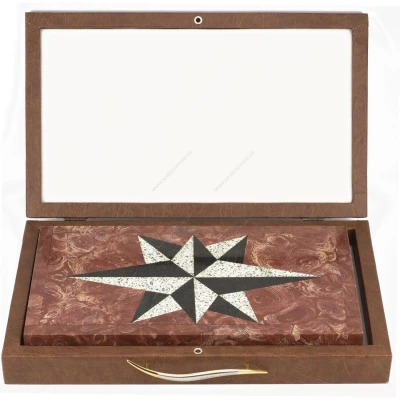 Нарды Звезда лемезит, змеевик, гранит 480х440х25 мм