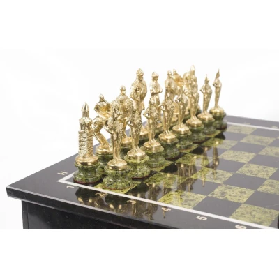 Шахматный ларец фигуры Римские змеевик 42х42х13 см 22 кг