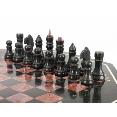 Шахматный стол с каменными фигурами змеевик лемезит 60х60х62 см