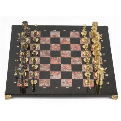 Шахматы Камелот бронза креноид змеевик 400х400 мм