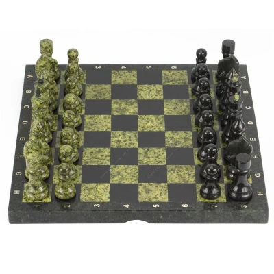 Шахматы камень змеевик доска 40х40 см