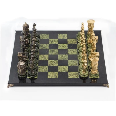 Шахматы Железнодорожники змеевик бронза