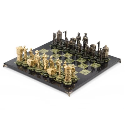 Шахматы Железнодорожники змеевик бронза