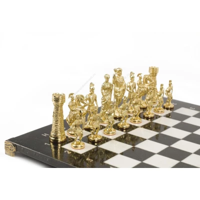 Шахматы Римские бронза мрамор 40х40 см