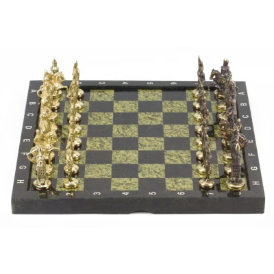 Шахматы Русские бронза змеевик 360х360 мм