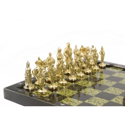 Шахматы Русские бронза змеевик 360х360 мм