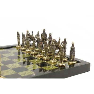 Шахматы Русские бронза змеевик 360х360 мм