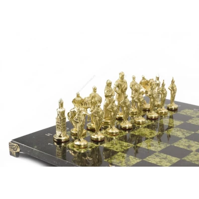 Шахматы Русские бронза змеевик 40х40 см