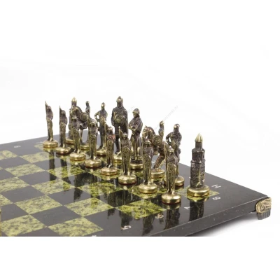 Шахматы Русские бронза змеевик 40х40 см