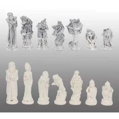 Шахматы Русские сказки змеевик фигуры литьевой мрамор 44х44 мм