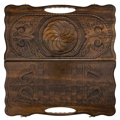 Нарды резные Бесконечность 2 с ручкой большие, Haleyan