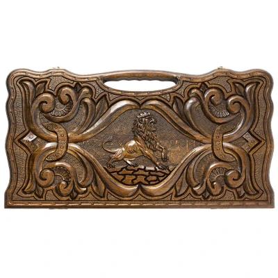 Нарды резные Лев с ручкой, Haleyan