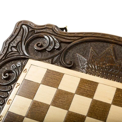 Шахматы + нарды резные Корона 40, Haleyan