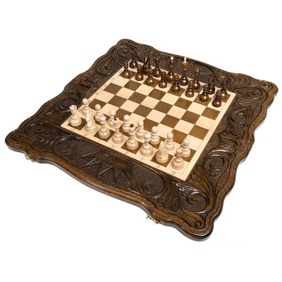 Шахматы + нарды резные Корона 60, Haleyan