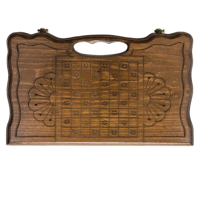 Нарды резные Корона с ручкой мини, Haleyan